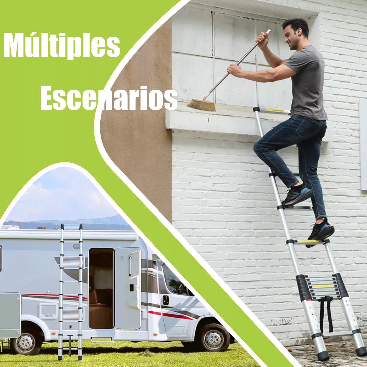 Escalera telescópica plegable de aluminio portátil