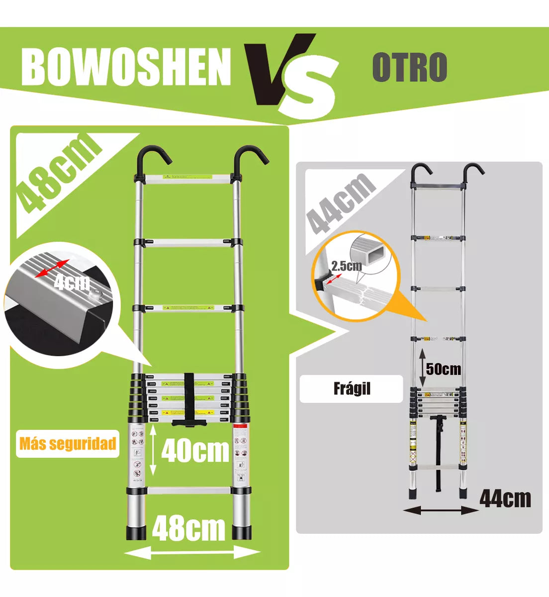 Escalera telescópica plegable de aluminio portátil