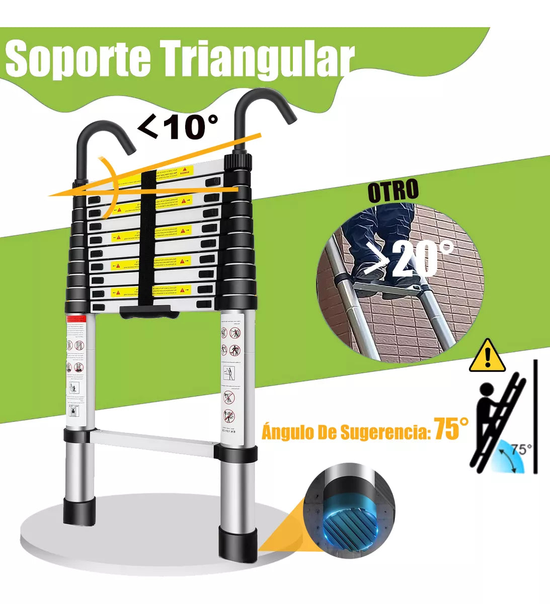 Escalera telescópica plegable de aluminio portátil